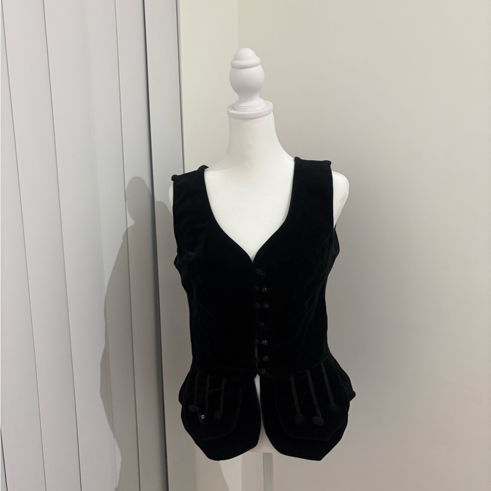 Black Velvet Button-Up Vest